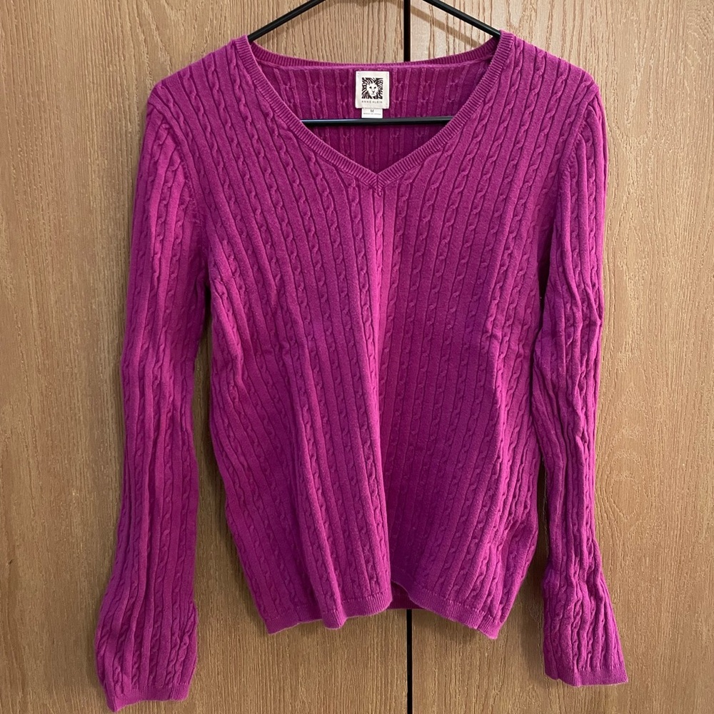 Anne Klein Magenta Cotton Sweater